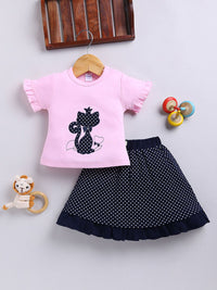 Moms Love Infant Girls Pure Cotton Printed Top with Skirt