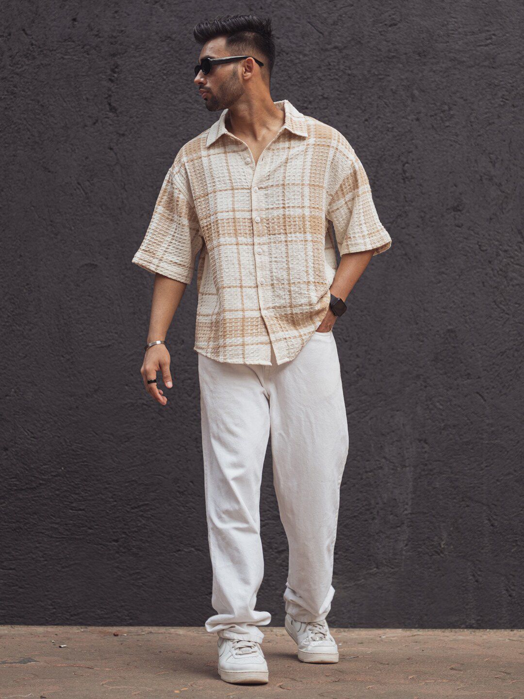 Powerlook Men Self Design Spread Collar Casual Shirt