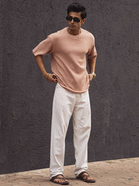 Powerlook Men Solid Oversized Round Neck T-shirt