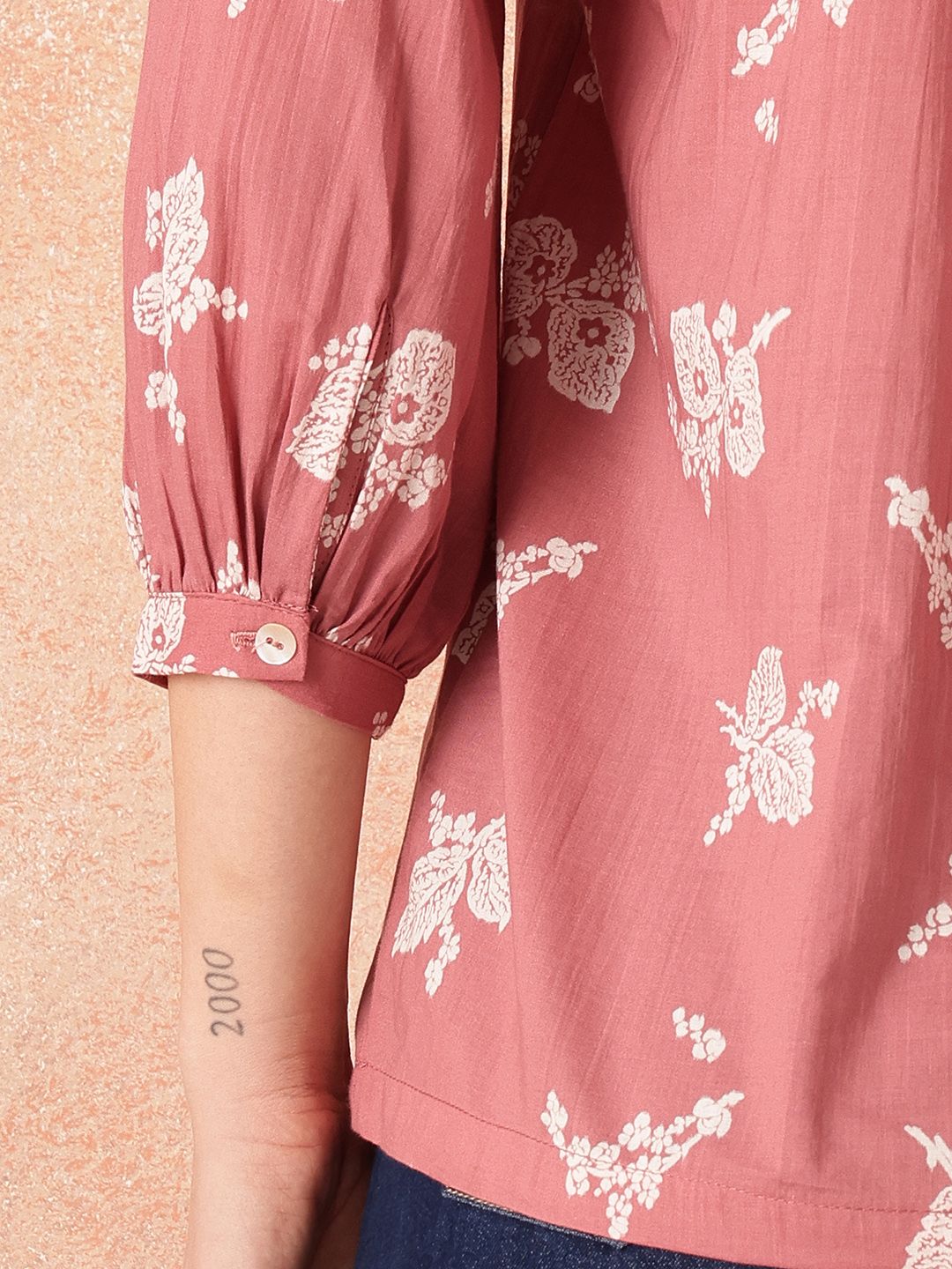 all about you Floral Print Puff Sleeves Cotton Top