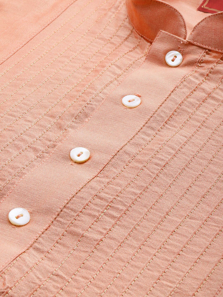 House of Pataudi Striped Thread Work Jashn Kurta