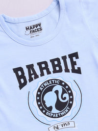 Happy Faces Girls Barbie Printed Pure Cotton Fit & Flare Dress