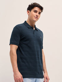 THE BEAR HOUSE Men Self Design Polo Collar Cotton T-shirt