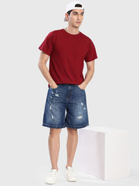 Bene Kleed Men Baggy Fit Distressed Denim Shorts