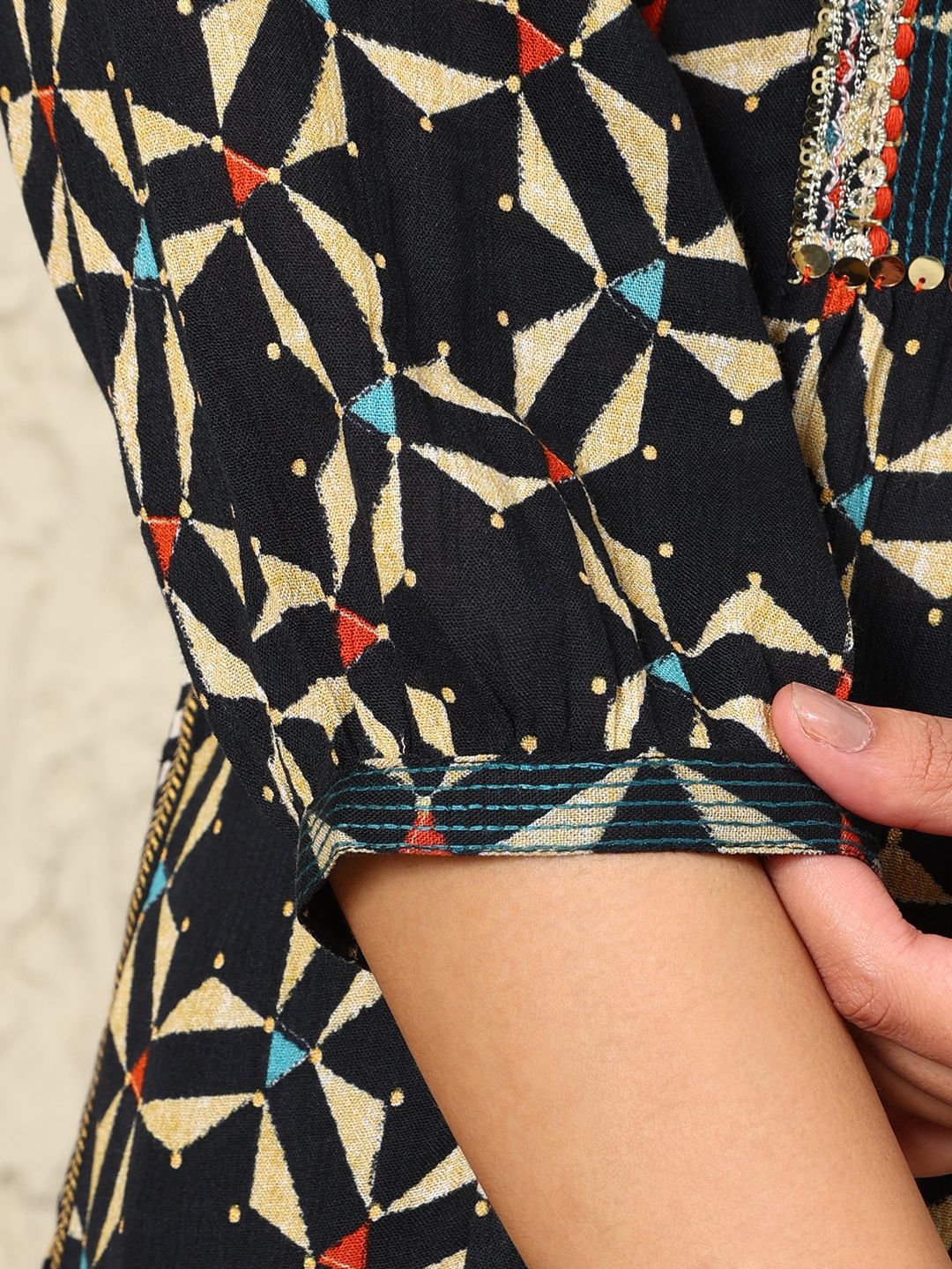 W Women Embroidered Sequinned Kurta