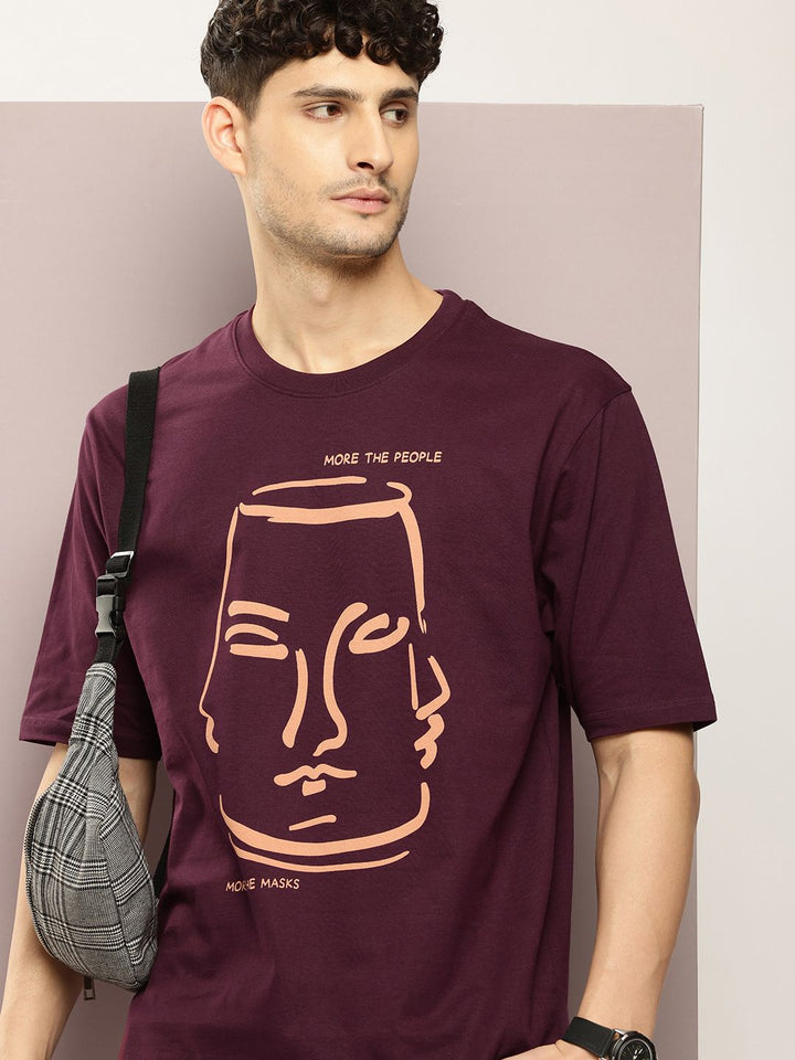 DILLINGER Men Printed Drop-Shoulder Sleeves Oversized Pure Cotton T-shirt