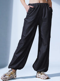 STREET 9 Women Black Smart Clean Look Pure Cotton Jogger Jeans