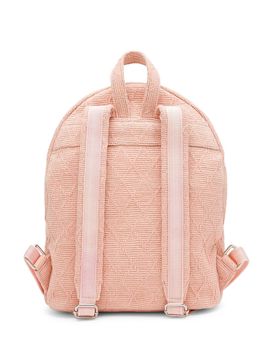 Berrylush Pink Women Textured Fabric Backpack