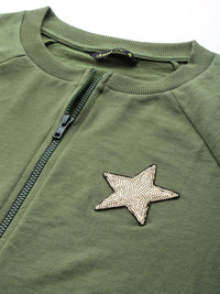DressBerry Women Green Solid Sweatshirt
