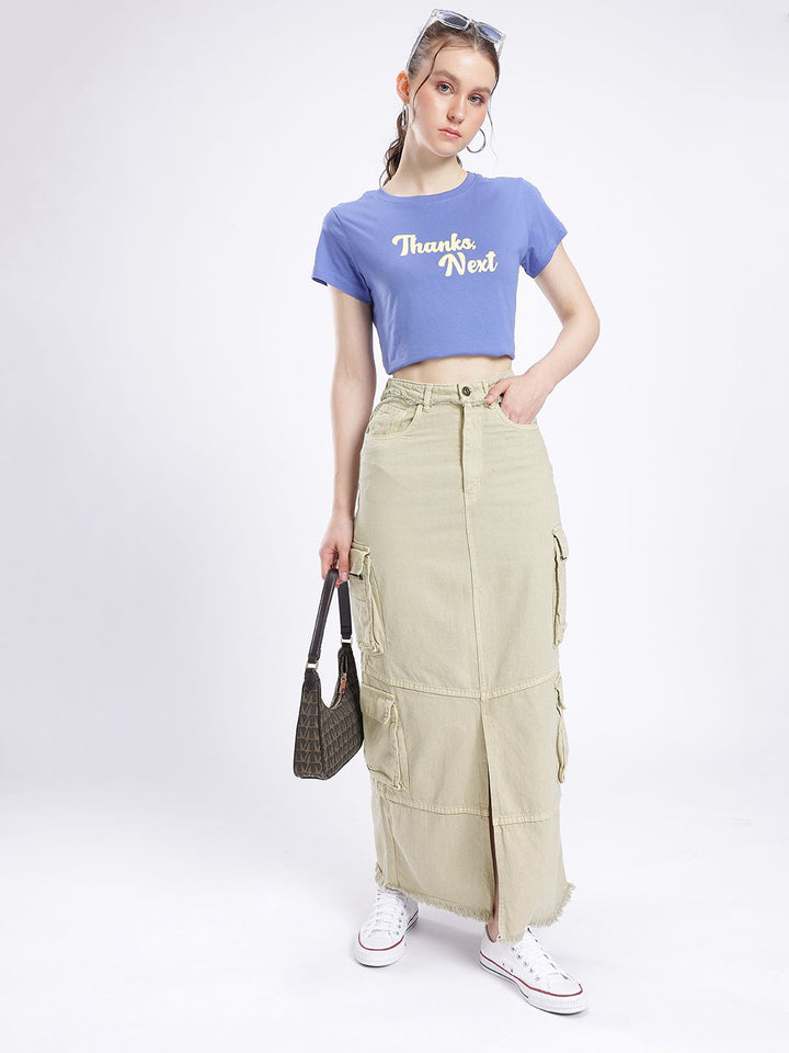 DressBerry Versatile Vogue Cargo Style Denim Maxi Skirt