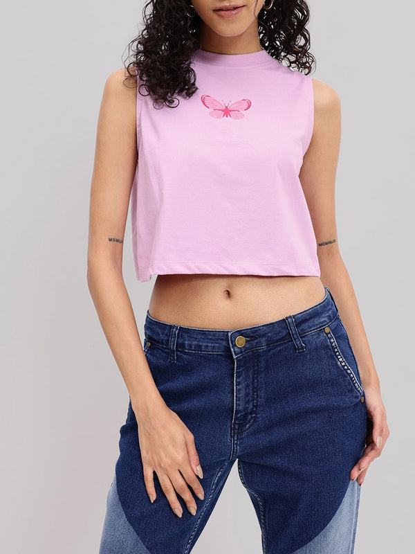 DressBerry Tranquility and Inner Peace Sleeveless Crop T-shirt