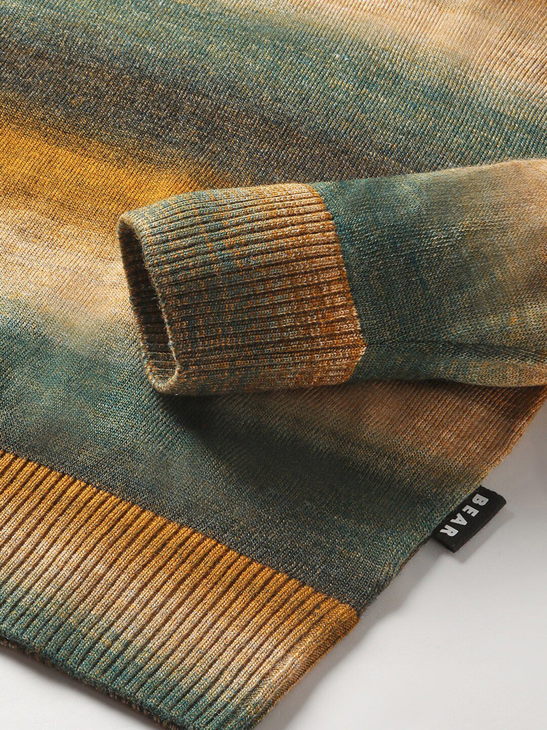 THE BEAR HOUSE Striped Drop-Shoulder Sleeves Acrylic Pullover Sweatshirt