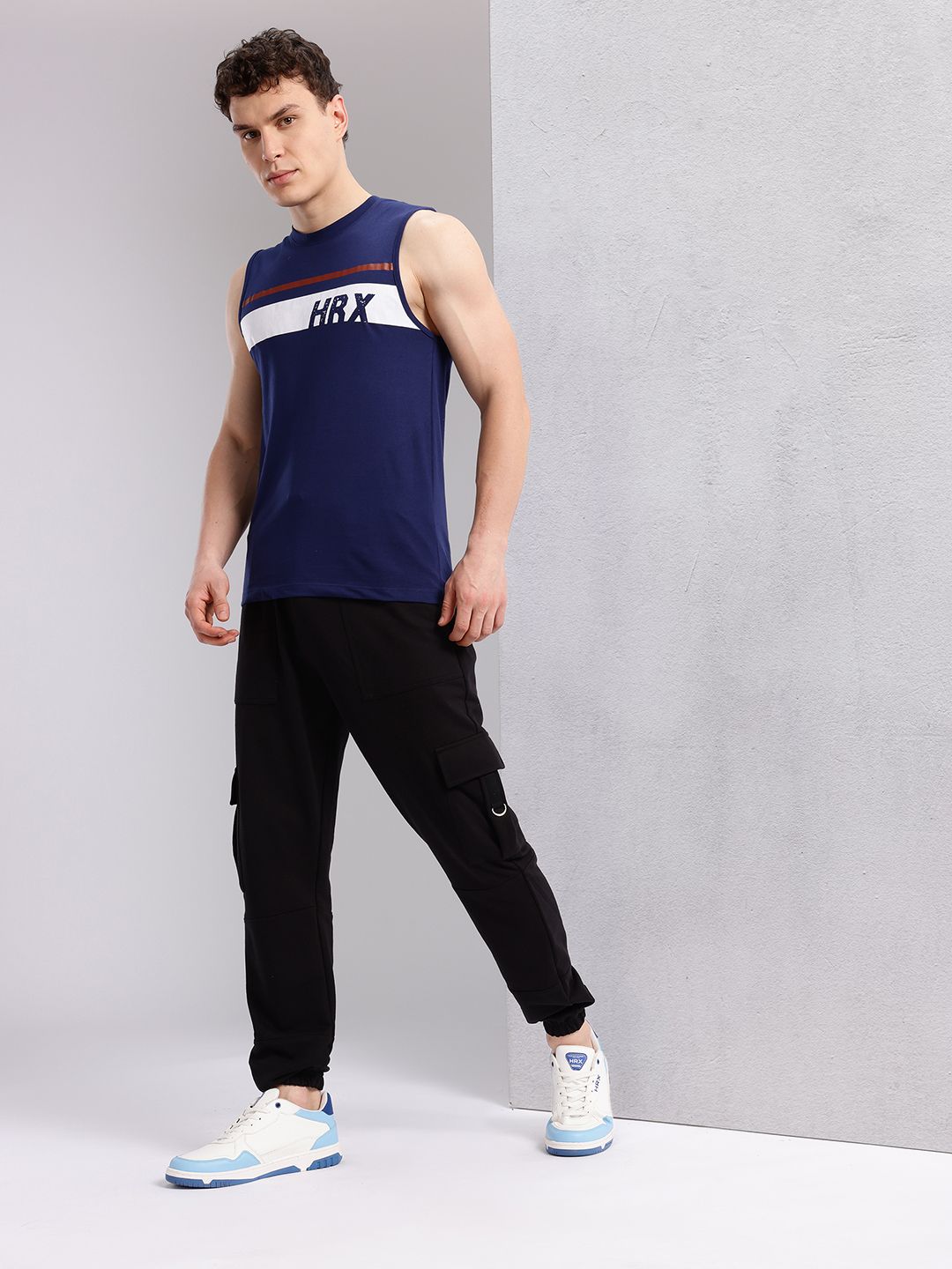 HRX by Hrithik Roshan Men Brand Logo Striped T-shirt