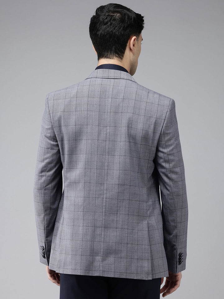 Park Avenue Slim Fit Textured Self Design Notched Lapel Single-Breasted Formal Blazer