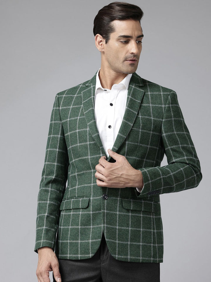 Park Avenue Checked Single-Breasted Slim Fit Formal Blazer