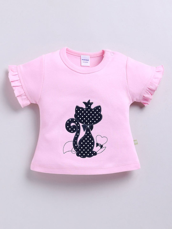 Moms Love Infant Girls Pure Cotton Printed Top with Skirt