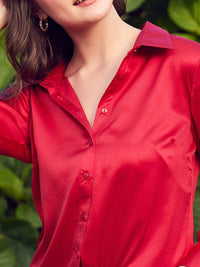 STREET 9 Comfort Fit Satin Casual Shirt