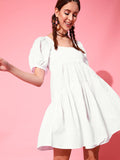 STREET 9 Puff Sleeves Pure Cotton Empire Dress