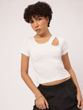 DressBerry Slanted Style Cut-Out Chic Crop Top