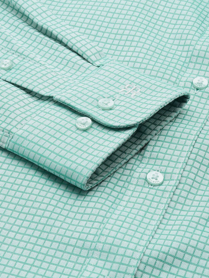 Raymond Pure Cotton Slim Fit Self Grid Tattersall Checks Formal Shirt