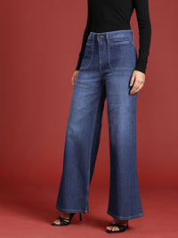 all about you Women Wide Leg Light Fade Stretchable Jeans