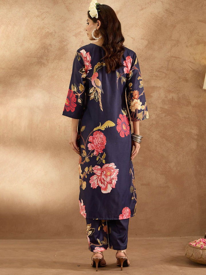 Indo Era Women Floral Printed Regular Kurta with Trousers