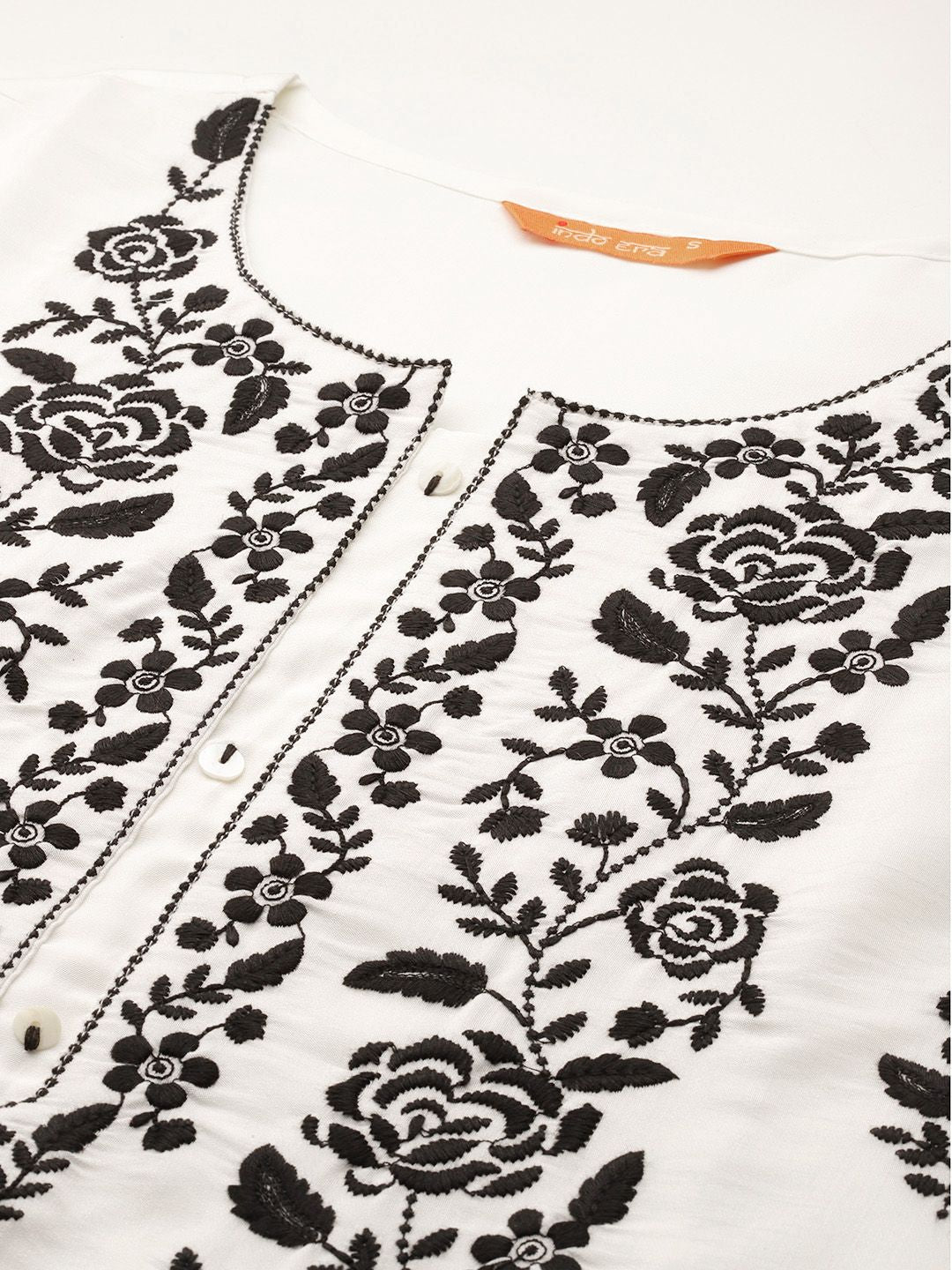 Indo Era Floral Embroidered Thread Work Kurta With Trousers & Dupatta