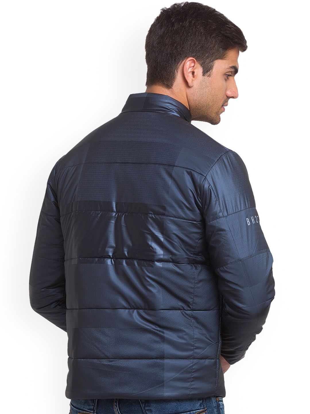 Being Human Men Navy Blue Solid Padded Jacket
