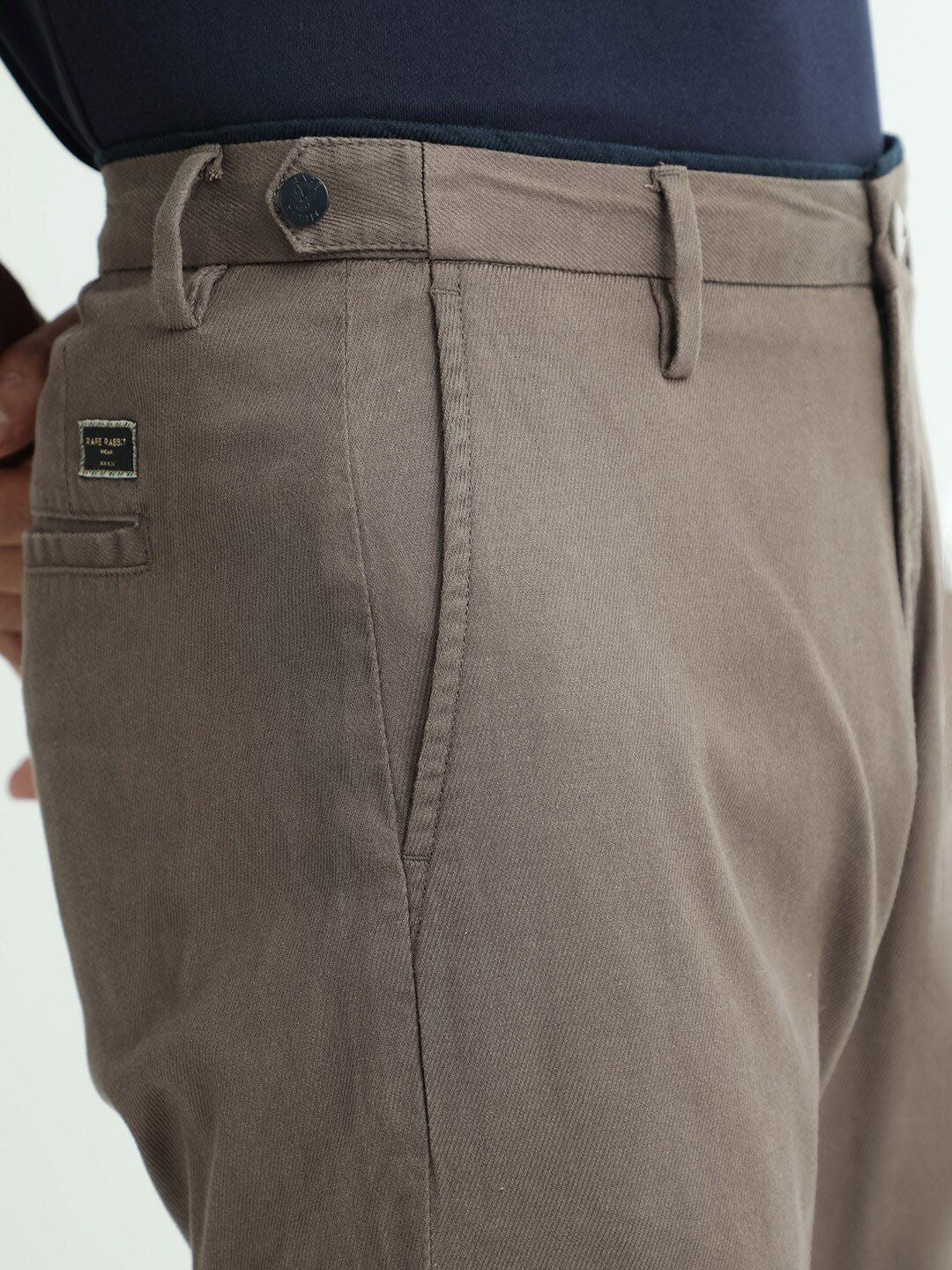 RARE RABBIT Men Slim Fit Mid-Rise Cotton Casual Trousers