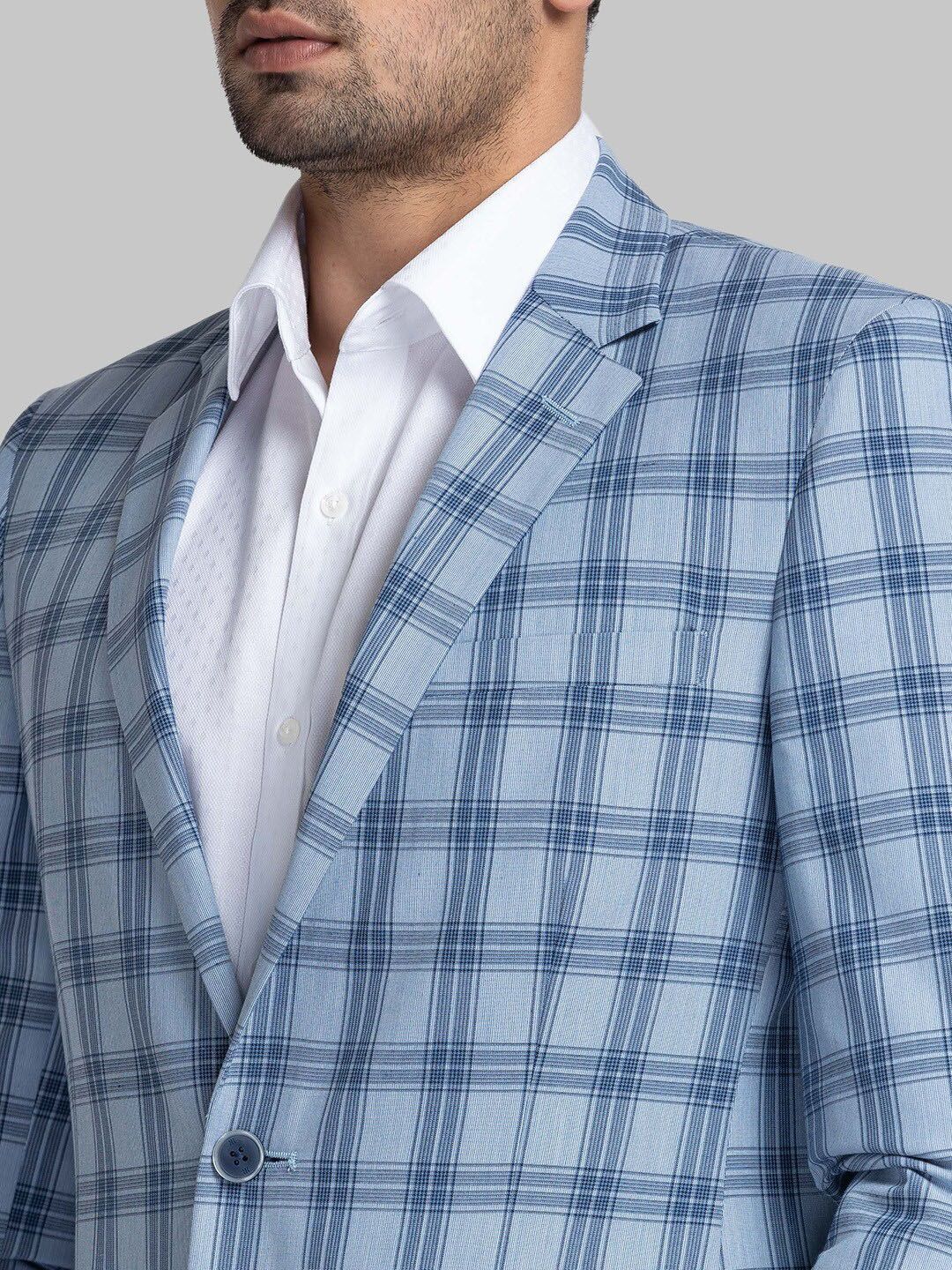 Raymond Checked Contemporary Fit Single-Breasted Blazer
