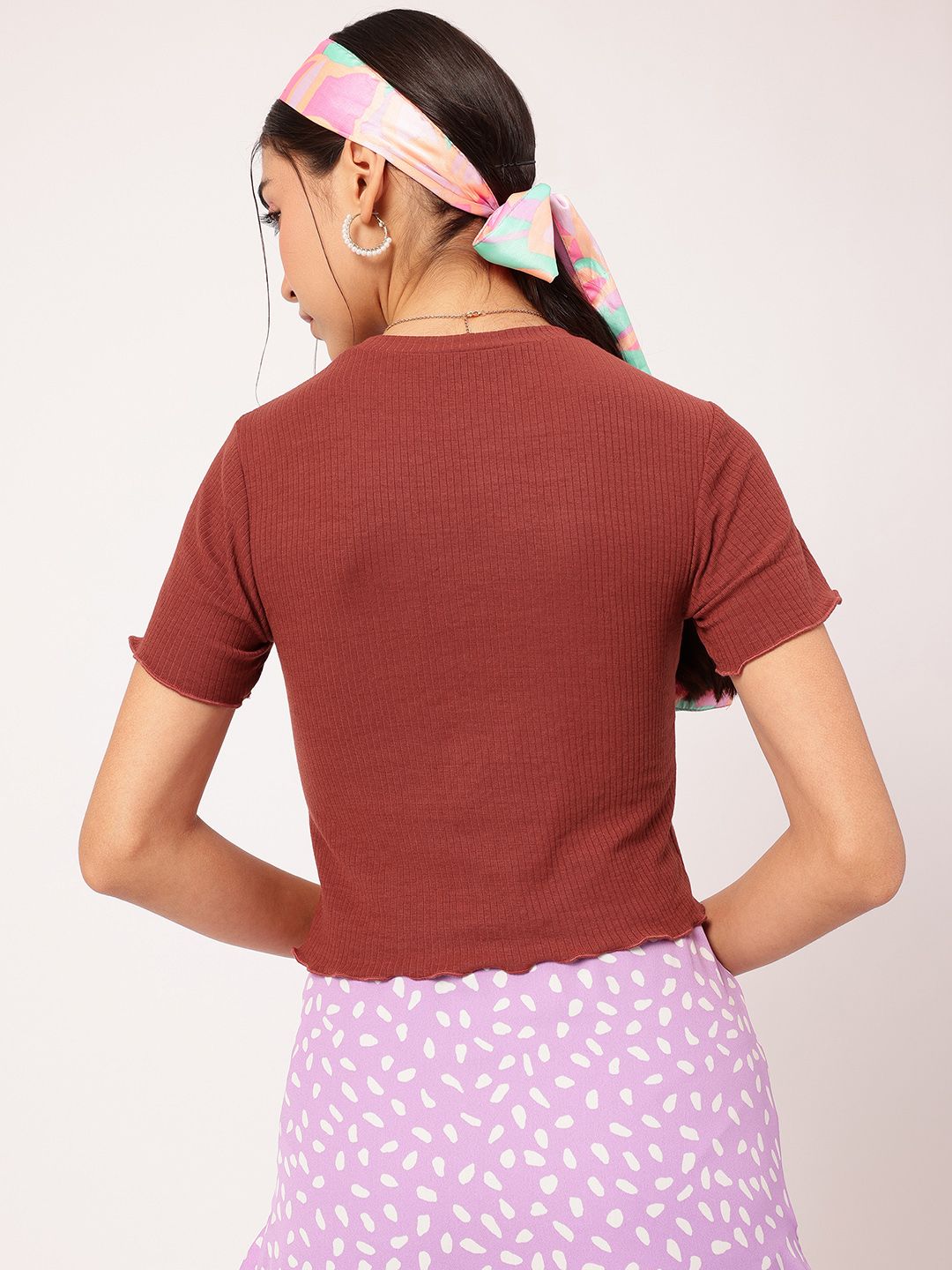 DressBerry Knit Nomad Ribbed Lettuce Edge Top