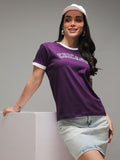 DILLINGER Women Short Sleeve Regular Fit Crew Neck Varsity Embroidery Tshirt