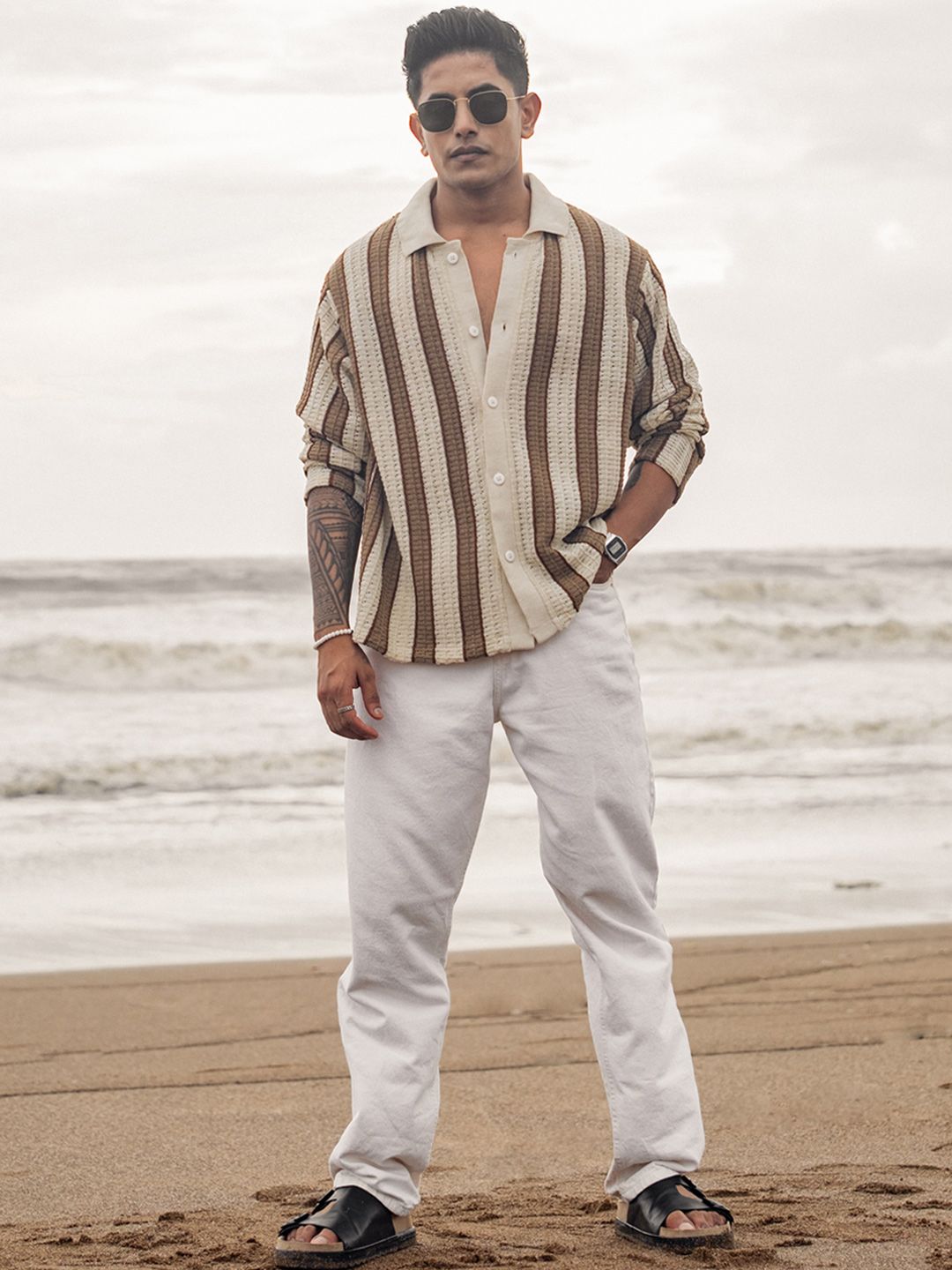 Powerlook Men Opaque Striped Casual Shirt