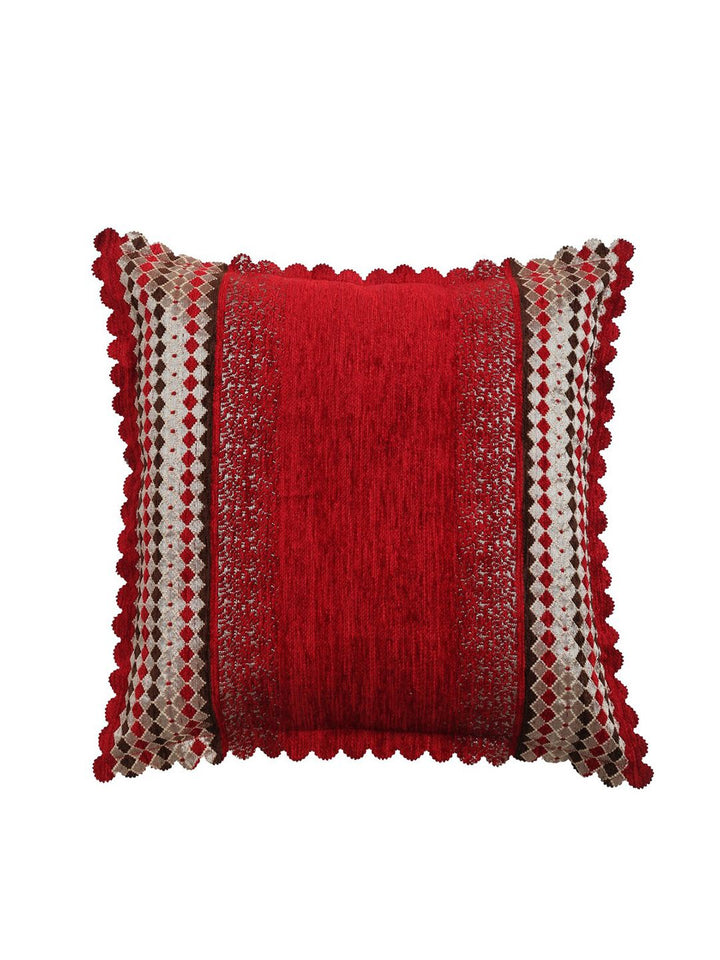 HOSTA HOMES Red & Gold-Toned Set of 2 Velvet Square Cushion Covers