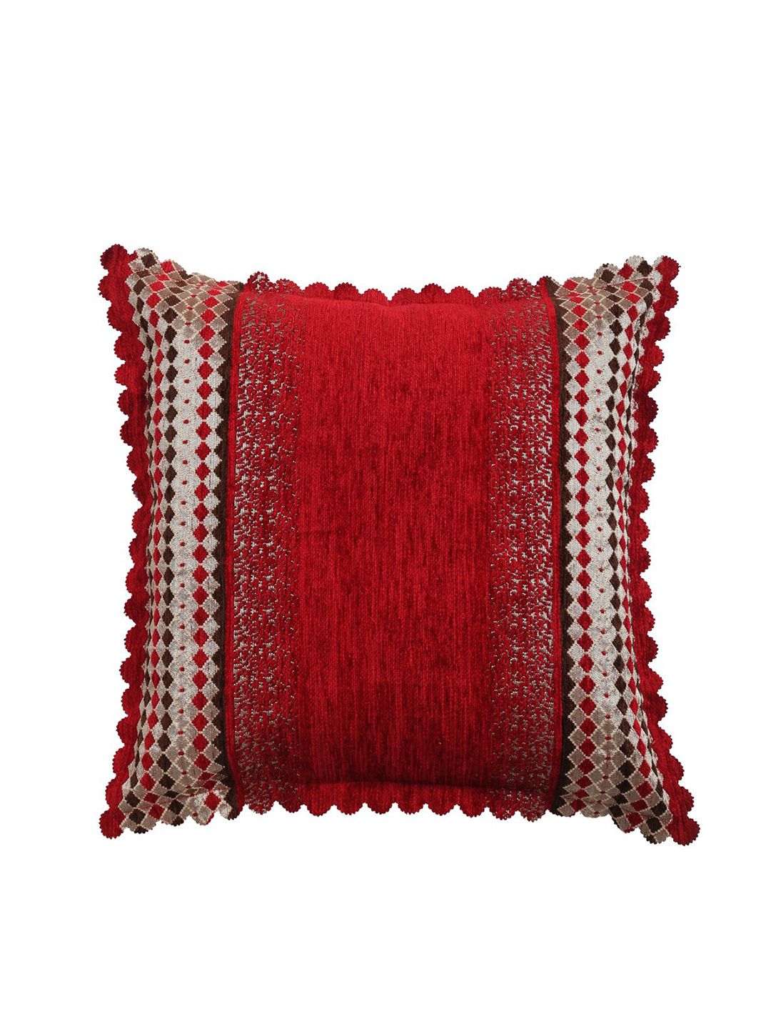 HOSTA HOMES Red & Gold-Toned Set of 2 Velvet Square Cushion Covers