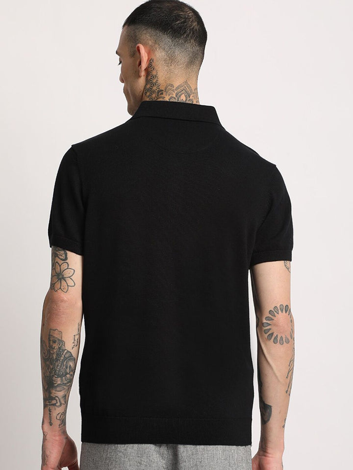 THE BEAR HOUSE Men Solid Regular Fit Cotton Polo Collar T-Shirt