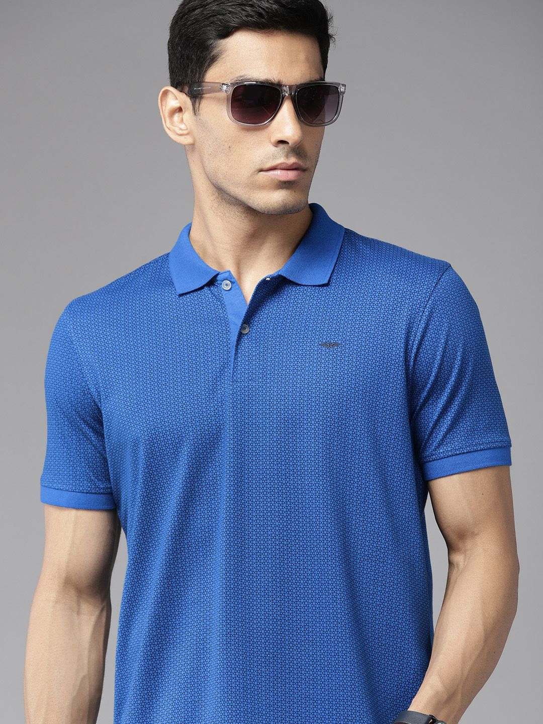 Park Avenue Men Print Polo Collar Slim Fit T-shirt