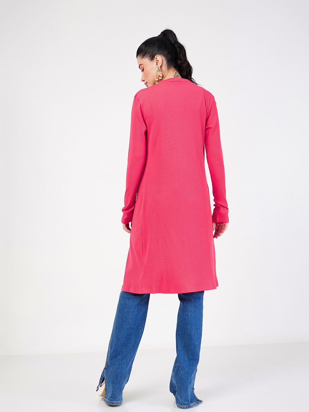 SASSAFRAS Ribbed Open Front Shrug