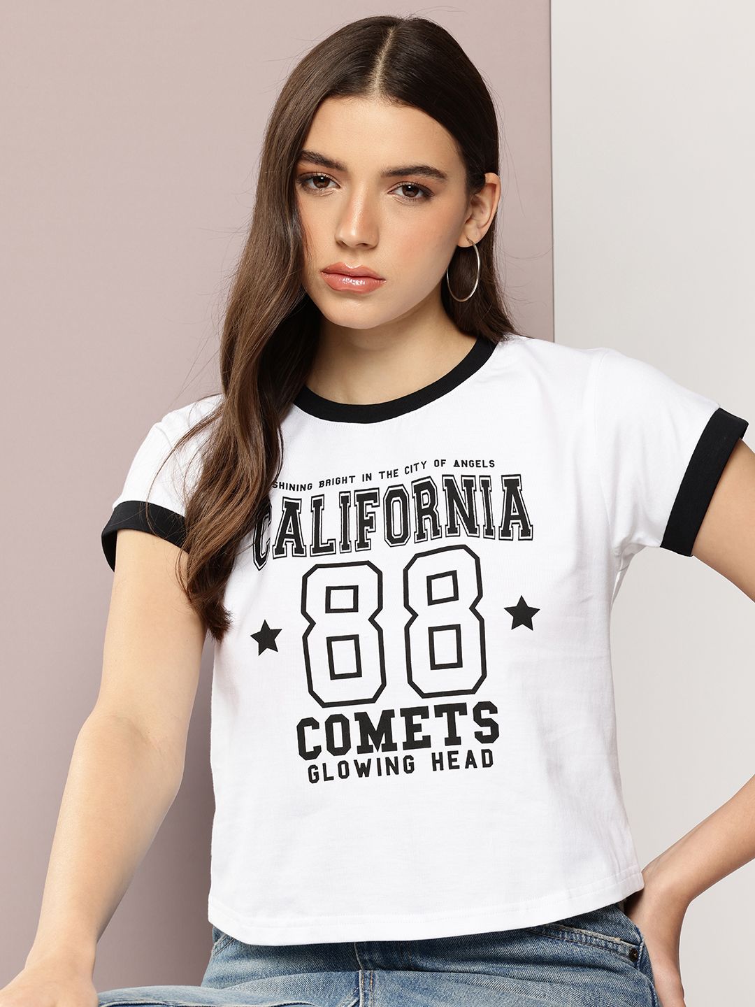 Dillinger Women Short Sleeve Boxy Cropped Printed Tshirt