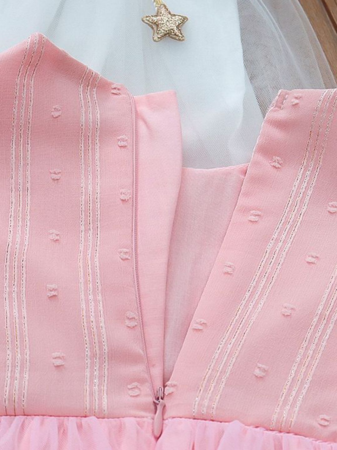 YK Girls Self Design Cotton Fit & Flare Dress