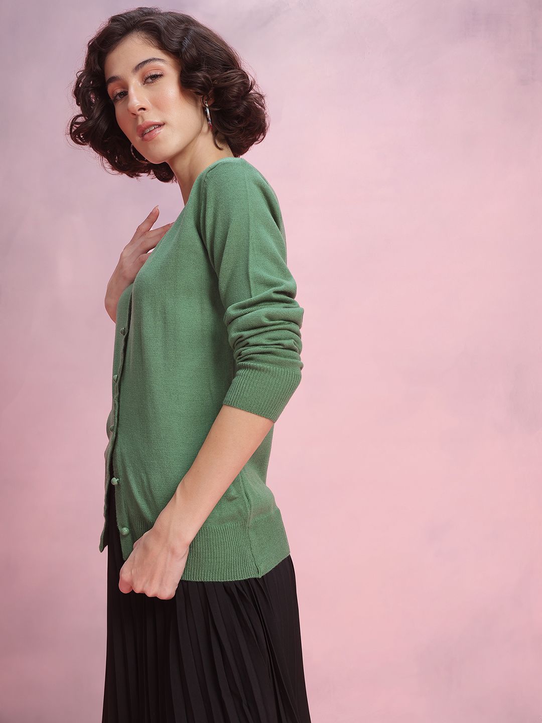 DressBerry Acrylic Button-Up Cardigan