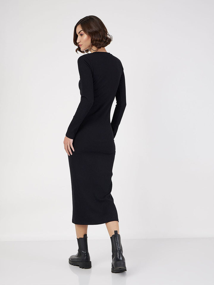 SASSAFRAS Long Sleeve Bodycon Midi Dress