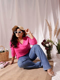 CURVY STREET Plus Size V-Neck Cotton T-shirt
