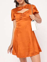 DressBerry Midnight Cleopatra Cut Out Detailed Ruched Satin Dress