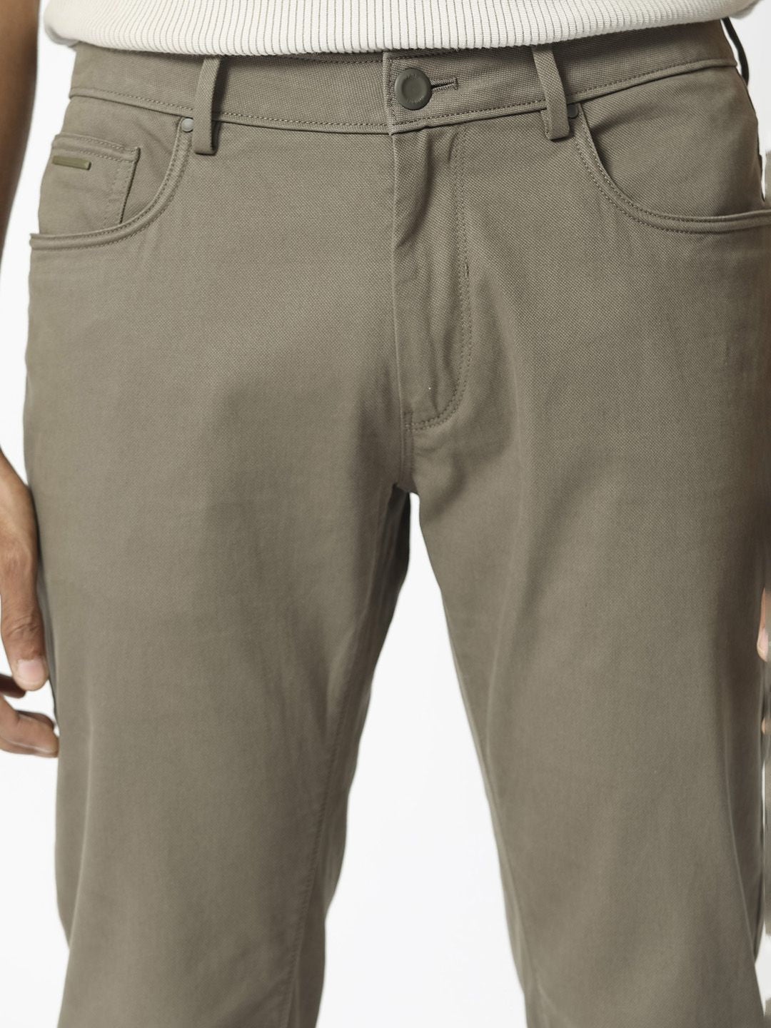 RARE RABBIT Men Poke-2 Mid Rise Slim Fit Cotton Trouser