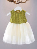 YK Girls Self Design Fit & Flare Dress