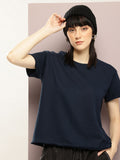 DILLINGER Women Ultra Soft Drapey Cotton Crew Neck Boxy T-Shirt