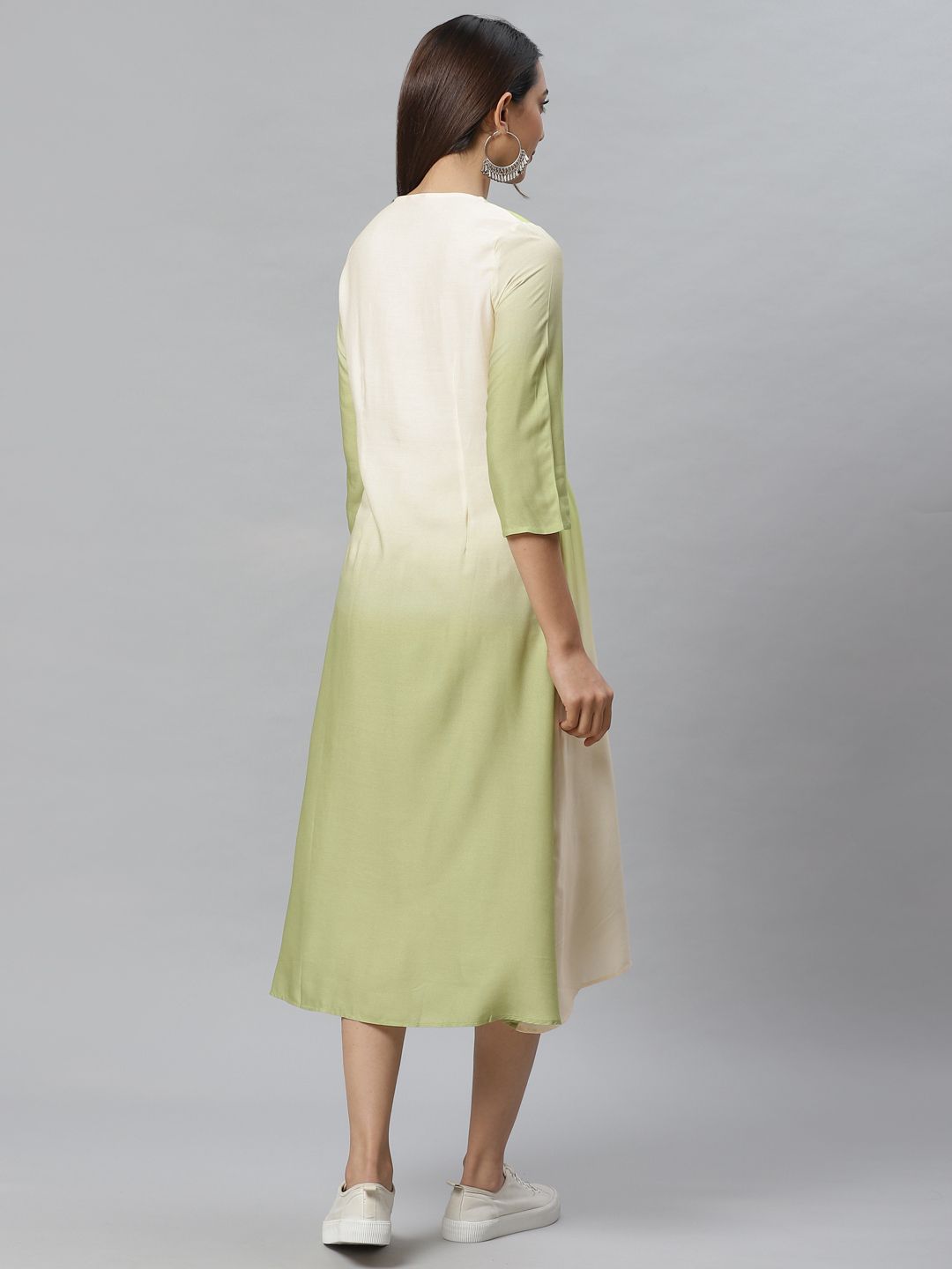 W Green Dyed A-Line Dress