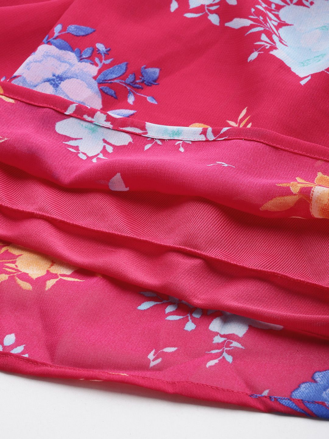 DressBerry Floral Print Cut-Outs Tiered Maxi Dress