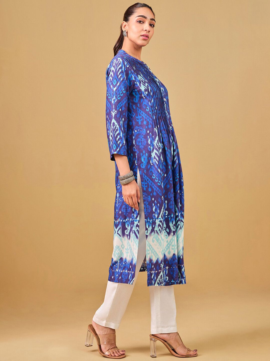 Global Desi Printed Pleated Straight Kurta